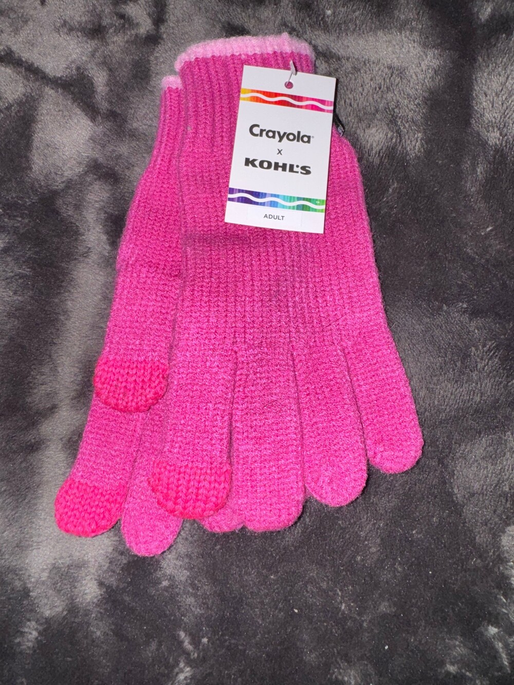 Crayola x Kohl's Adult Solid Pop Stripe Gloves Med Pink One Size